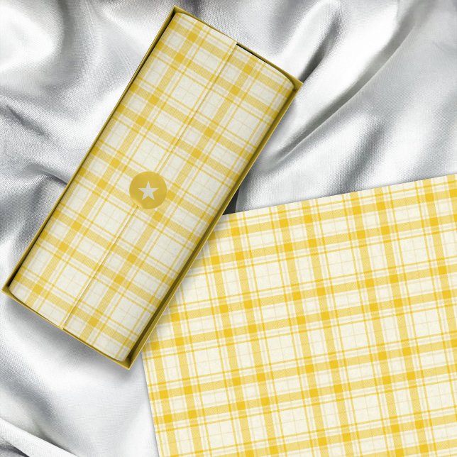 Papel De Seda Tartan - Amarelo Pastel a Amarelo Escuro (Tartan - Pastel Yellow to Dark Yellow Tissue Paper by Leapfroglisics Shop)