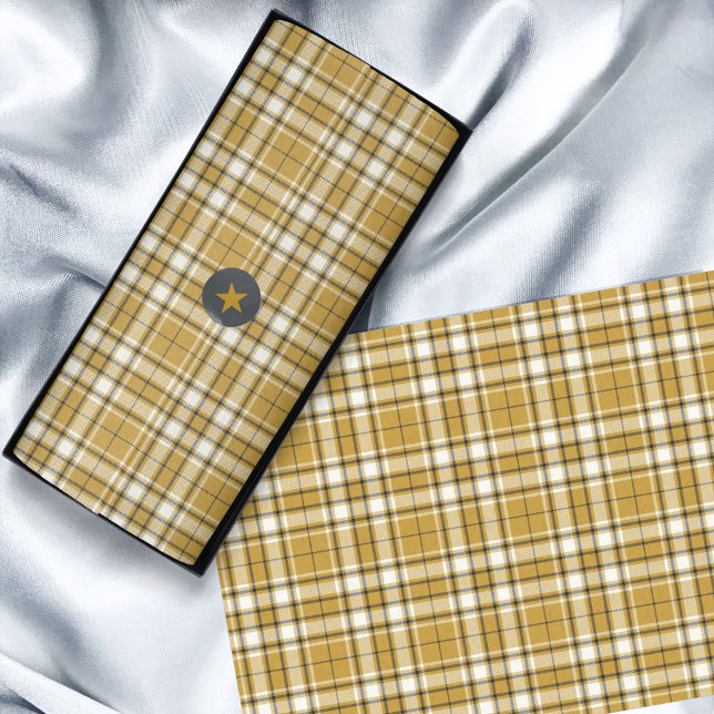 Papel De Seda Tartan - Costa Dourada do Marfim e grafite (Tartan - Mustard Gold Ivory and Graphite Tissue Paper by Leapfroglisics Shop)
