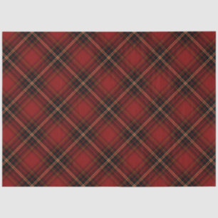 Papel De Seda Tartan de Natal Clássico, Preto e Dourado