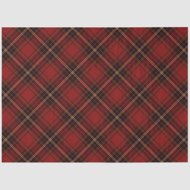 Papel De Seda Tartan de Natal Clássico, Preto e Dourado (Frente )
