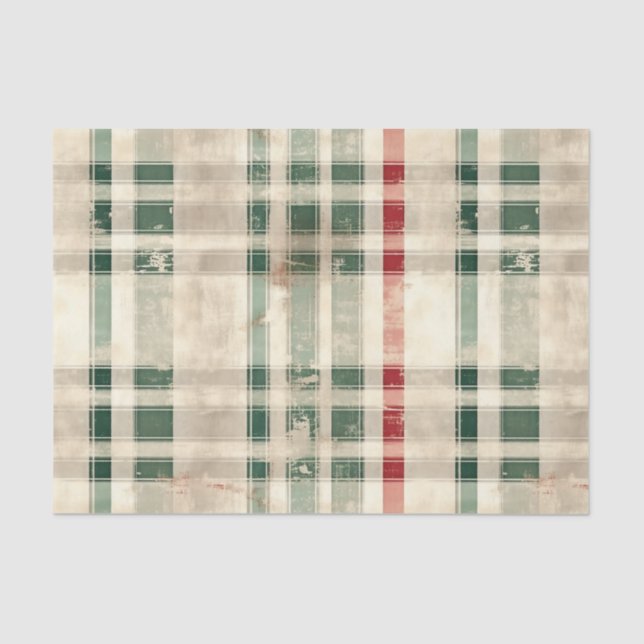 Papel De Seda Tartan de Natal e Árvores Sem Costura (Frente )