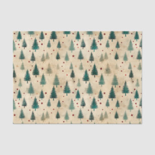 Papel De Seda Tartan de Natal e Árvores Sem Costura