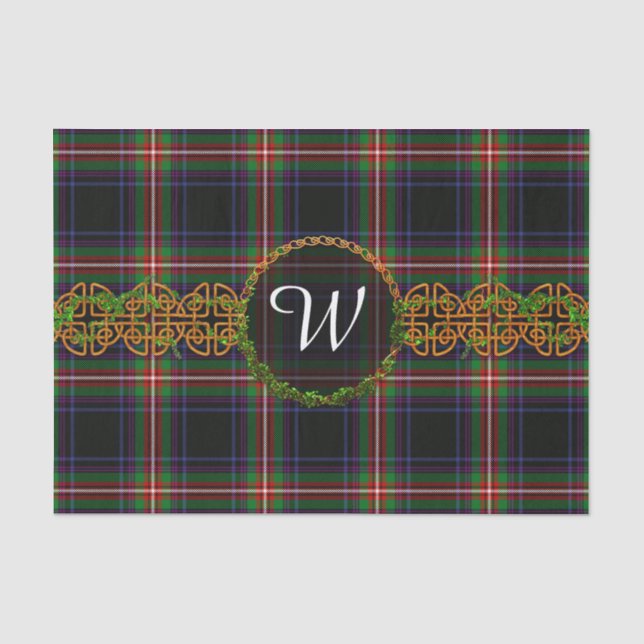 Papel De Seda Tartan do watt do monograma (Frente )