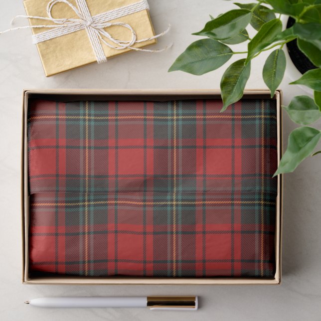 Papel De Seda Tartan Escocês Vermelho Elegante Clássico Atempora (Presente)