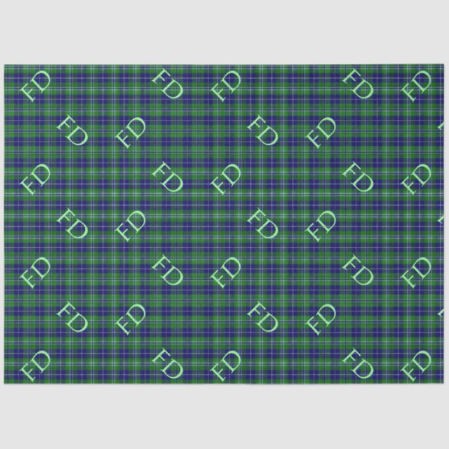 Papel De Seda Tartan Oficial Douglas com monograma/iniciais (Frente )