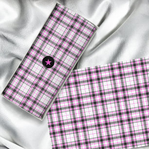 Papel De Seda Tartan - Preto Branco Rosa Quente