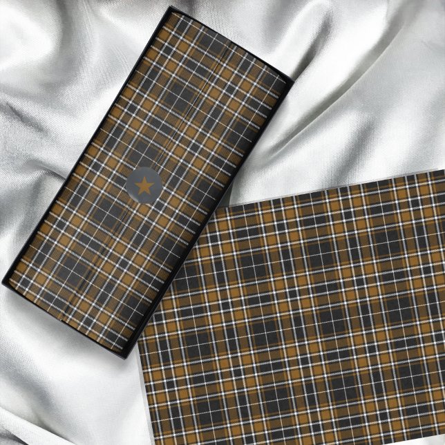 Papel De Seda Tartan - Preto Mel Profundo Branco Escuro-Desmarro (Tartan - Black-Deep Honey Brown-Off White Tissue Paper by Leapfroglisics Shop)