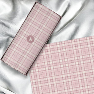 Papel De Seda Tartan - Rosa Bebê com Cimento Branco e Rosa Escur