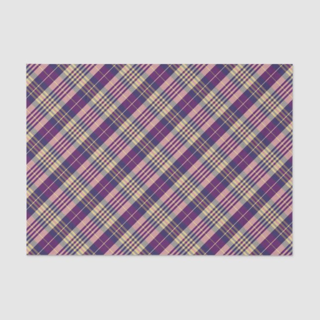 Papel De Seda Tartan roxo, Dourado e azul (Frente )