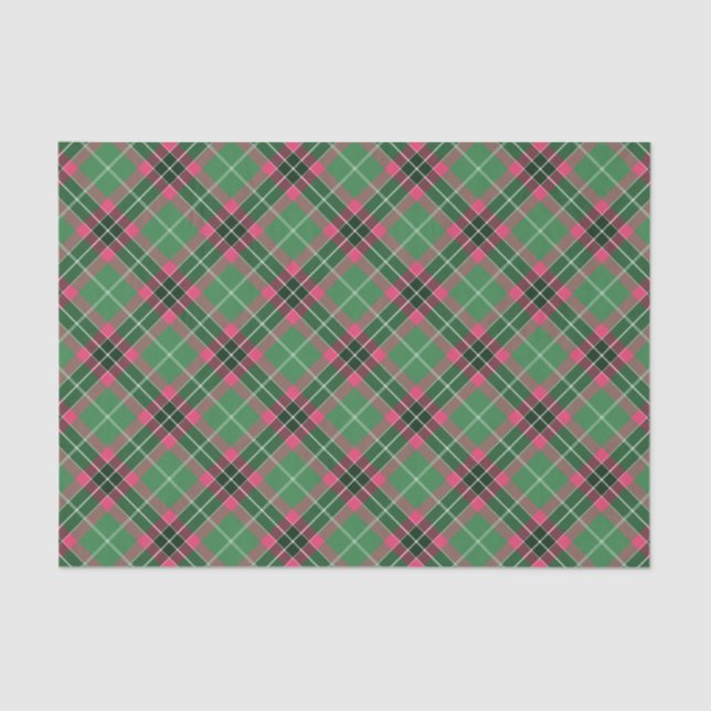 Papel De Seda Tartan verde e rosa (Frente )