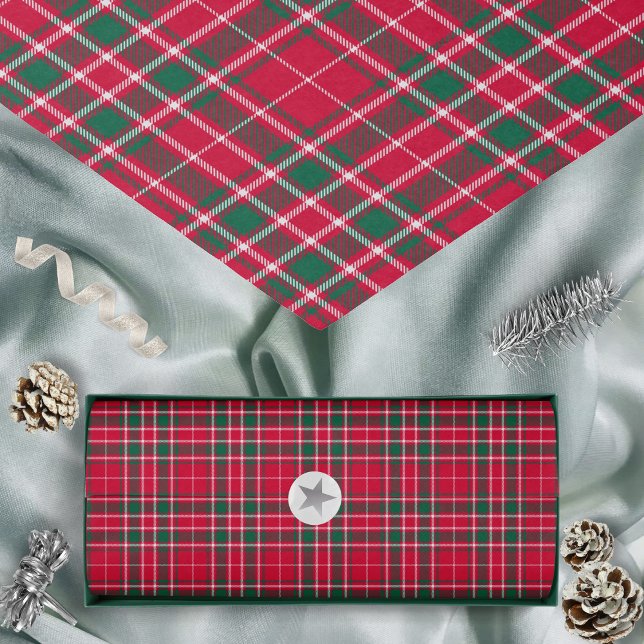 Papel De Seda Tartan - Verde vermelho e branco (Tartan - Red Green and White - Tissue Paper by Leapfroglisics Shop)