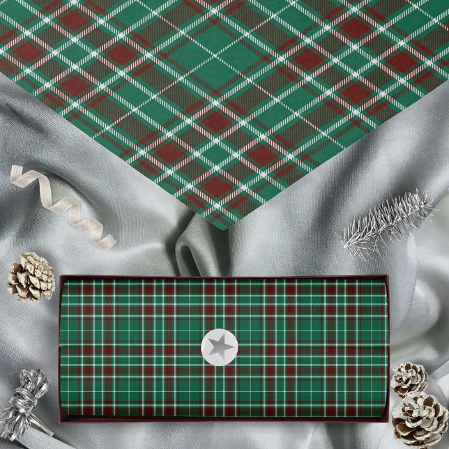 Papel De Seda Tartan - Vermelho Verde Russo Branco (Tartan - Green White Russet Red Tissue Paper by Leapfroglisics Shop)