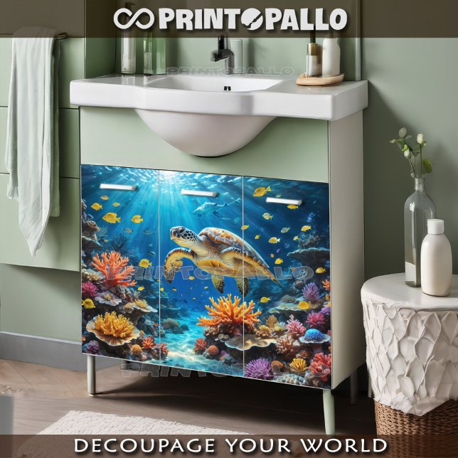 Papel De Seda Tartaruga-de-cabeça-oca mergulhada em recifes e co (Criador carregado)