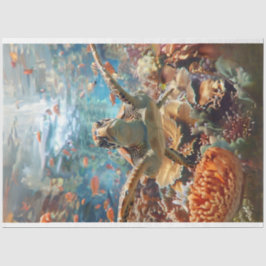 Papel De Seda Tartaruga-do-mar com Decoupage Azul-Teal