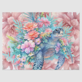 Papel De Seda Tartaruga Floral e Flores Rosa