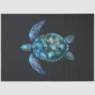 Papel De Seda Tartaruga Marinha Decoupage Aquarela Azul
