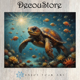 Papel De Seda Tartaruga Marinha Decoupage Subaquático