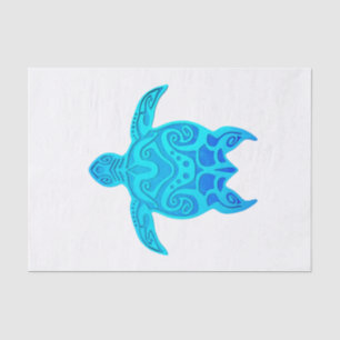 Papel De Seda Tartaruga tribal azul