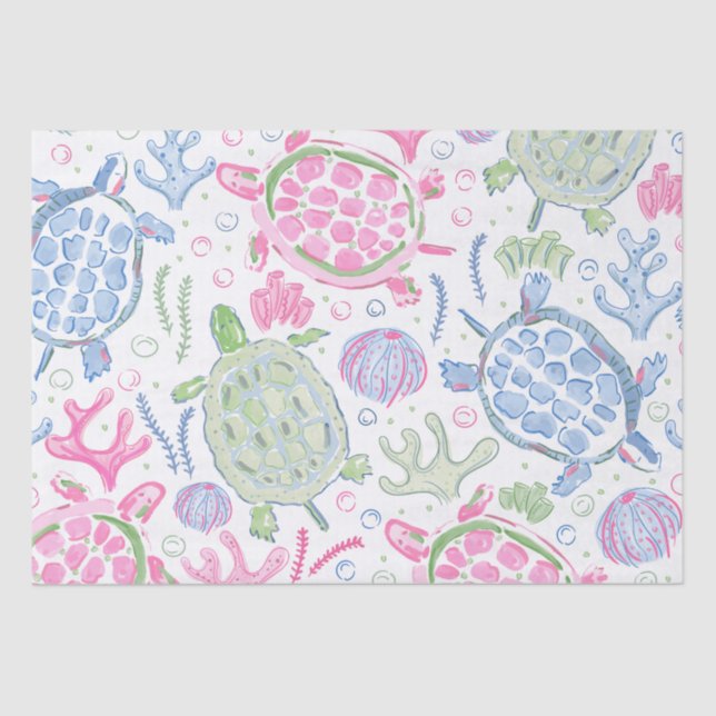 Papel De Seda Tartarugas do Mar de Água Oceano (Frente )