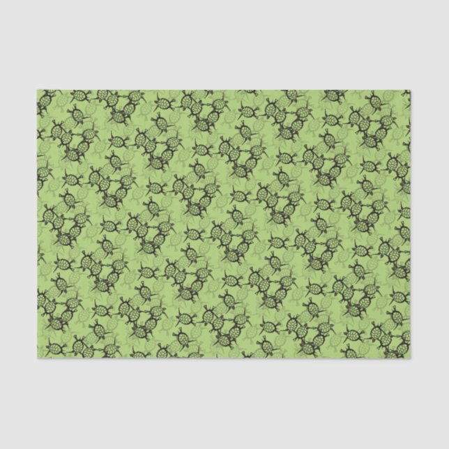 Papel De Seda Tartarugas marinhas em verde (Frente )