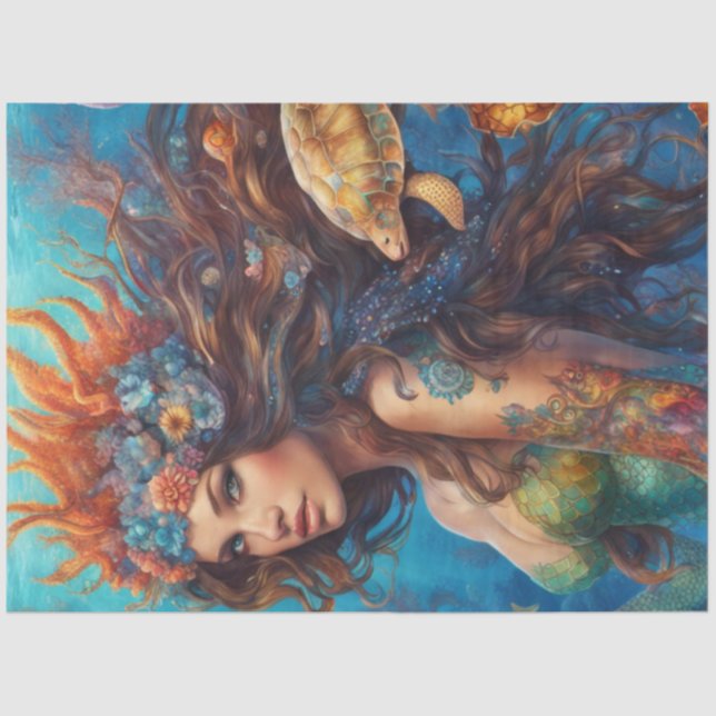 Papel De Seda Tattoo Linda Sereia Mediterrânica (Frente )