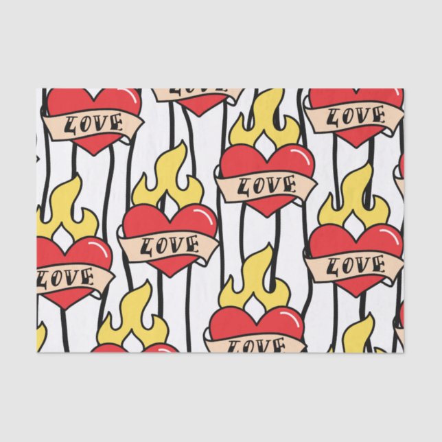 Papel De Seda Tatuagem do Coração Retroativa (Frente )