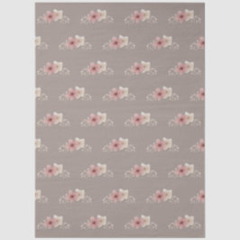 Papel De Seda Taupe e Floral Rosa