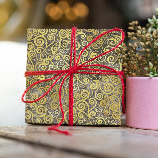 Papel De Seda Taupe Elegante de Padrão de Suportes Dourados Vint (Criador carregado)