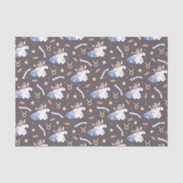 Papel De Seda Taurus Dreams - Padrão Zodiac Bunny Sonolento