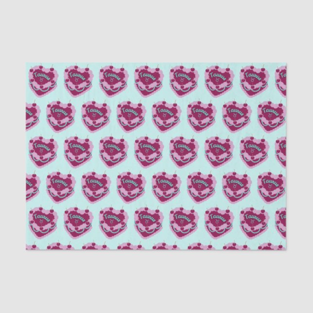 Papel De Seda Taurus Zodiac Coquette Heart Cake (Frente )