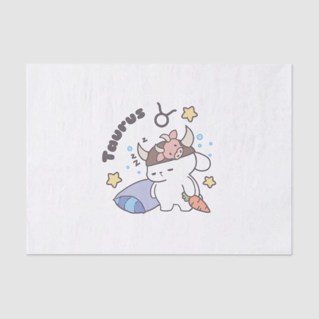 Papel De Seda Taurus Zodiac Dreamer - Cute Sleepy Bunny