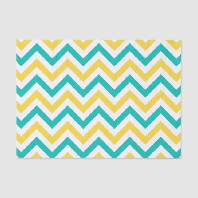 Papel De Seda Teal, Abacaxi, Padrão Grande Chevron ZigZag (Frente )