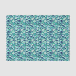 Papel De Seda Teal Abstract Mosaic Sea Glass Faux Texture