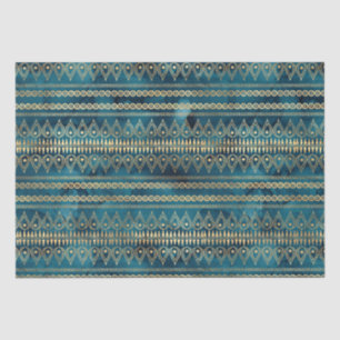 Papel De Seda Teal Blue Dourado Boho