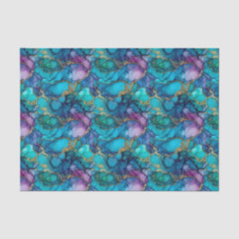 Papel De Seda Teal Blue Purple Green Gold Watercolor Decoupage 
