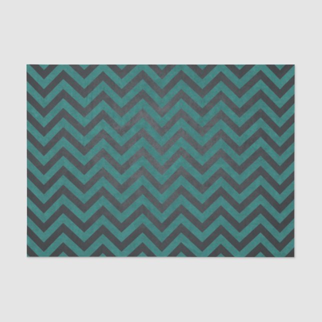 Papel De Seda Teal Chevron Pattern (Frente )