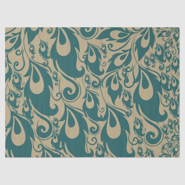Papel De Seda Teal Cream Peacock (Frente )