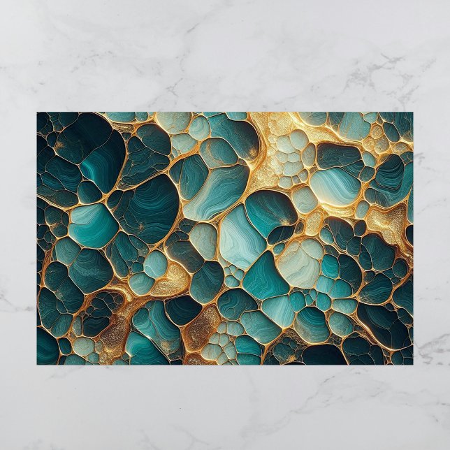 Papel De Seda Teal de fluido de Abstrato elegante e mármore Dour (Criador carregado)