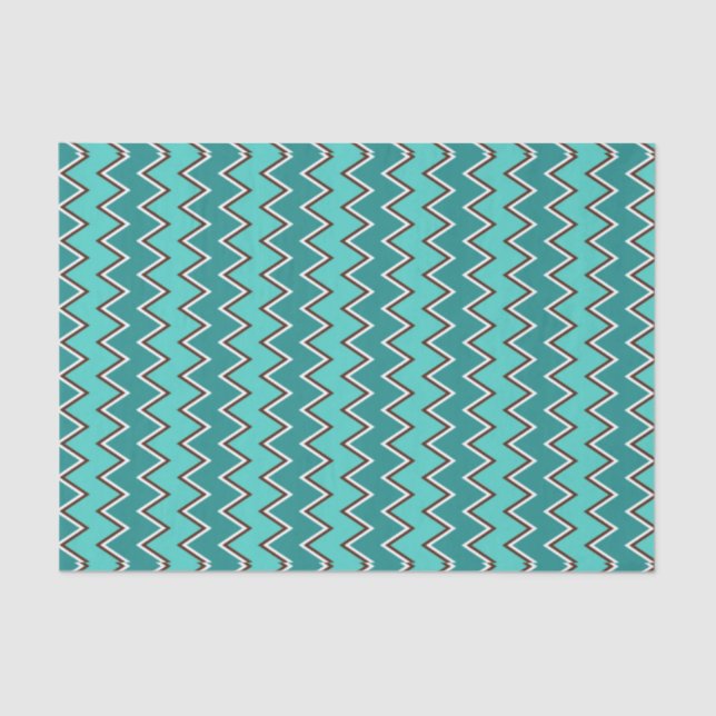 Papel De Seda Teal e Brown Chevron (Frente )
