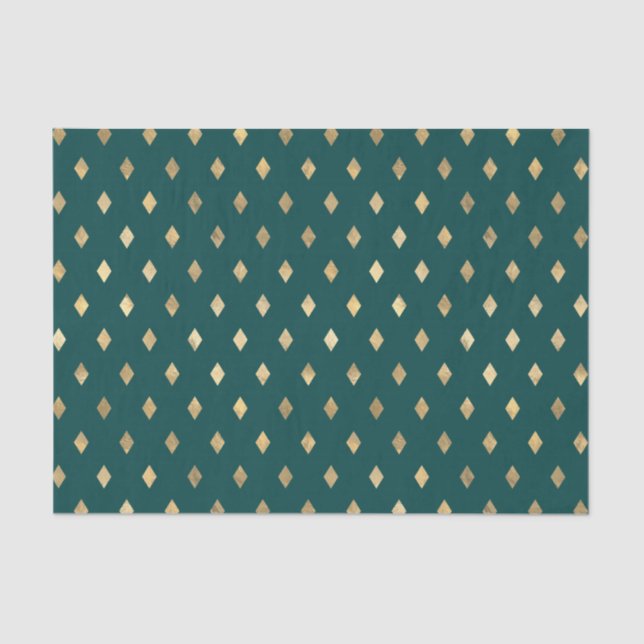Papel De Seda Teal e Diamante Dourado (Frente )