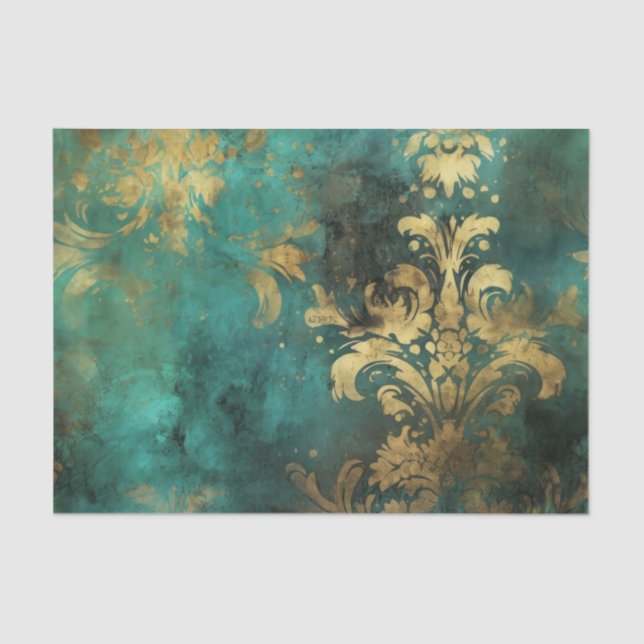 Papel De Seda Téal e Dourada rocha russa em desgosto (Frente )