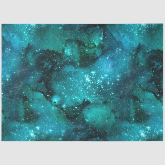 Papel De Seda Teal Galaxy Series Design 6 (Frente )