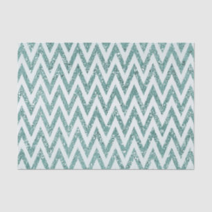Papel De Seda Teal Green e White Faux Glitter Zigzag