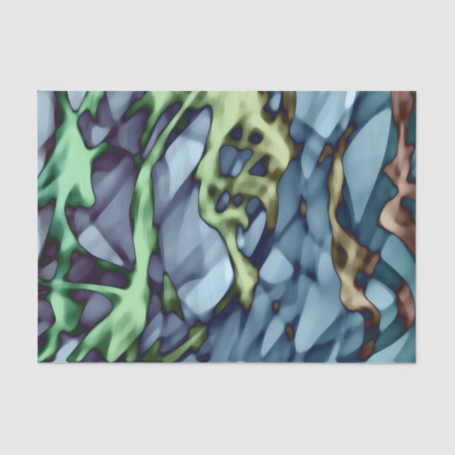 Papel De Seda Teal Verde Amarelo Laranja Dourado Vermelho Abstra (Frente )