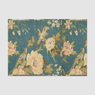Papel De Seda teal,vintage,floral,pássaro,victoriano,papel de p