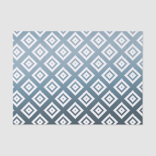 Papel De Seda Teal White Tribal Aztec (Frente )