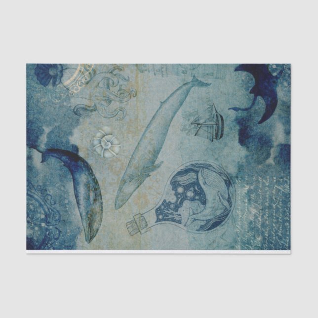 Papel De Seda Tecido Baleoso Náutico Vintage (Frente )