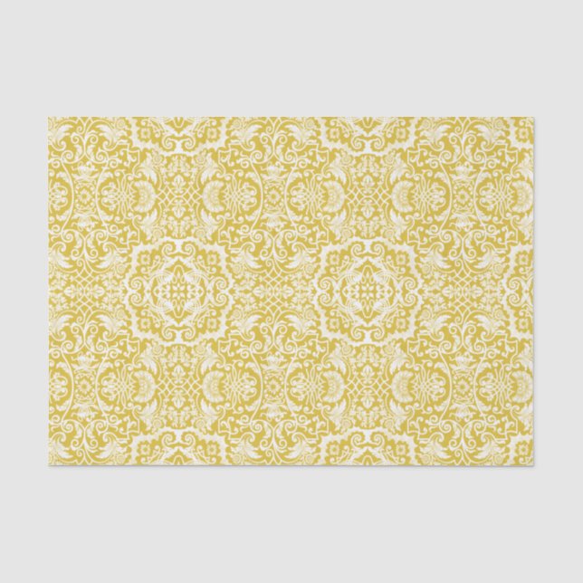 Papel De Seda Tecido Brocade Brocade com Damasco Branco ou Desac (Frente )