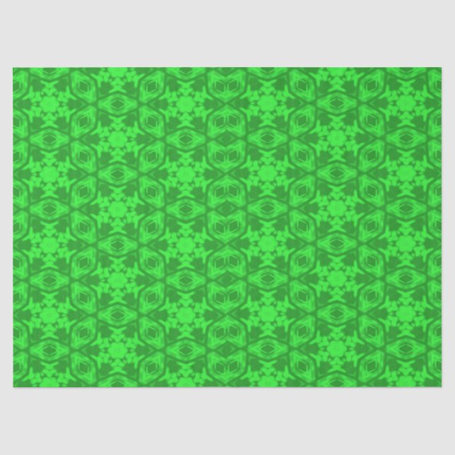 Papel De Seda Tecido caleidoscópico verde (Frente )
