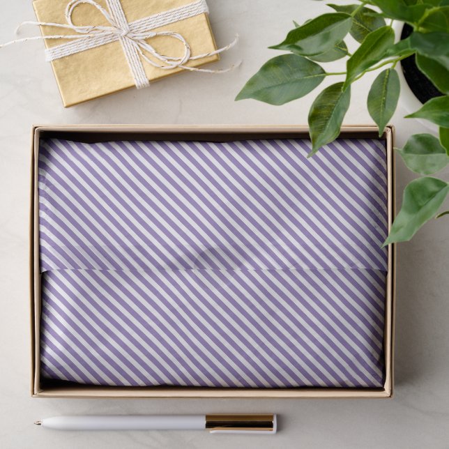 Papel De Seda Tecido com Listras Brancas Violeta Lavanda (Presente)